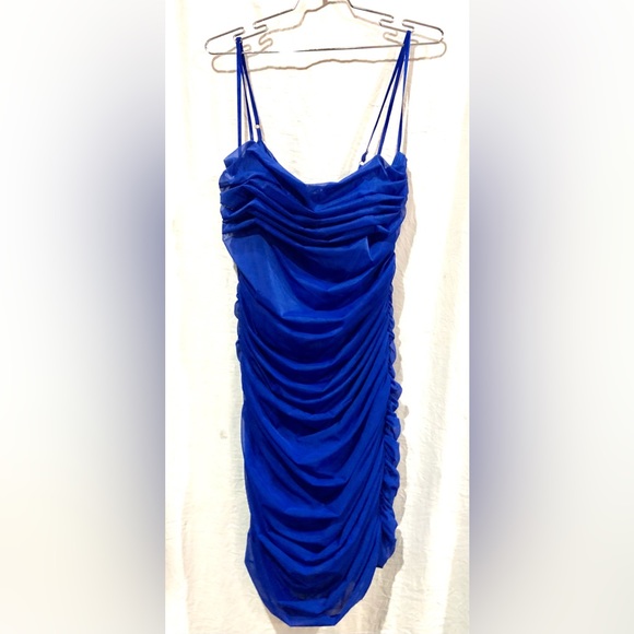 🛍AKIRA royal blue all over rouched party mini dress size 2X NWOT - Picture 3 of 9